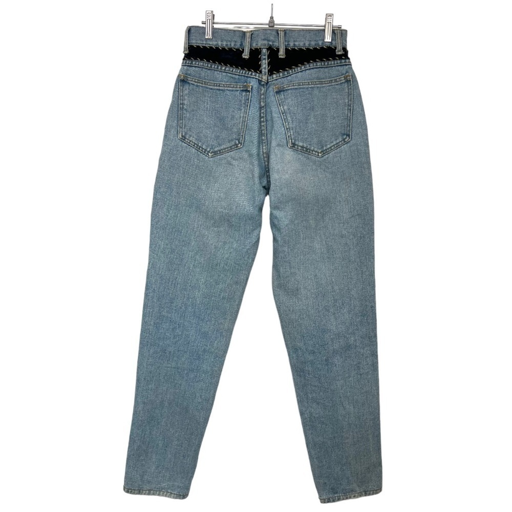 Vintage JL Harris High Rise Light Wash Velvet Trim 90s Tapered Mom Jeans Size 8 - Picture 6 of 12